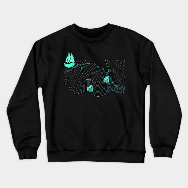 Abstract Boat Sailing Crewneck Sweatshirt by ShirtsShirtsndmoreShirts